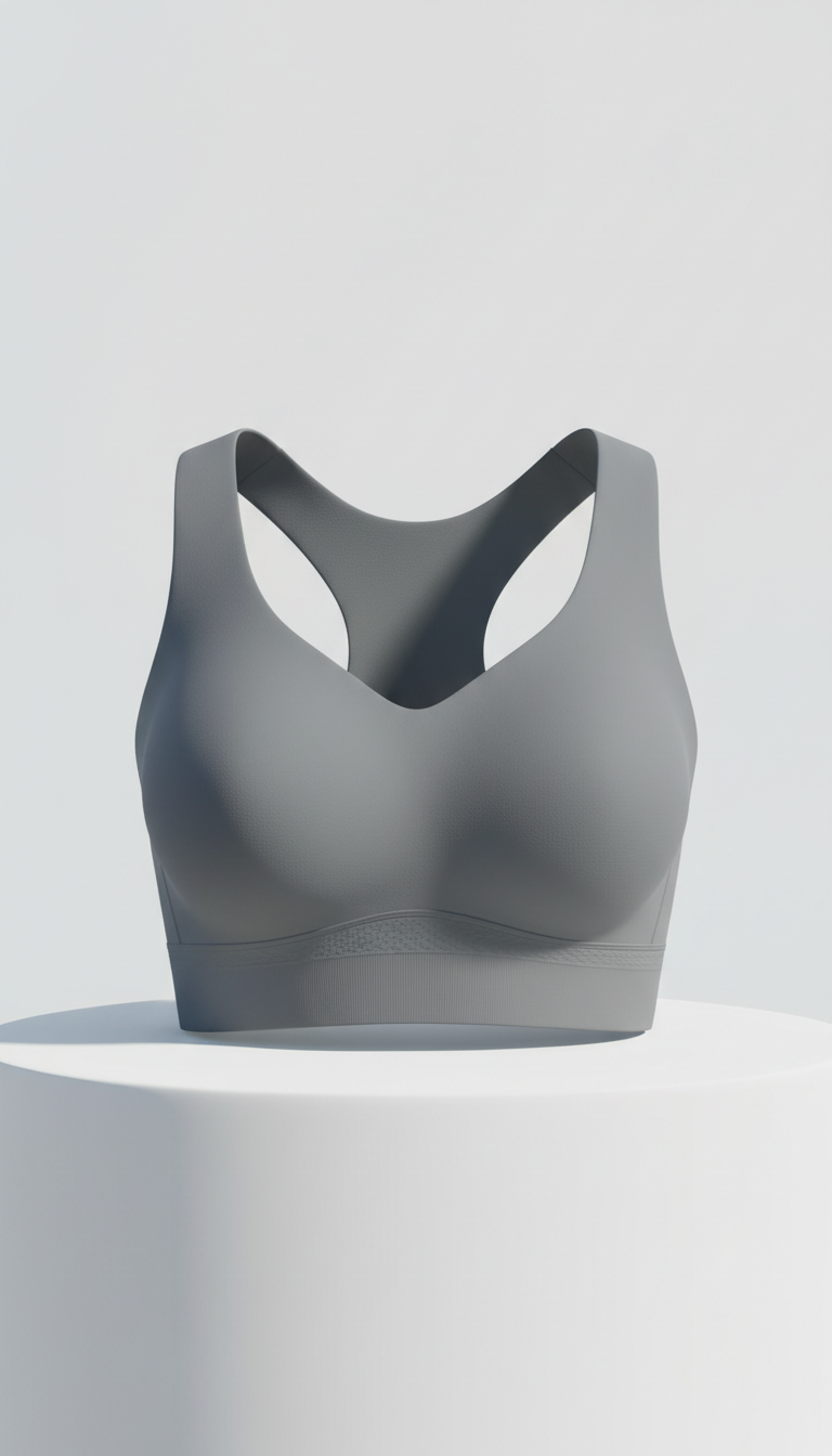 Steel Grey Molded-Cup High-Impact Bra